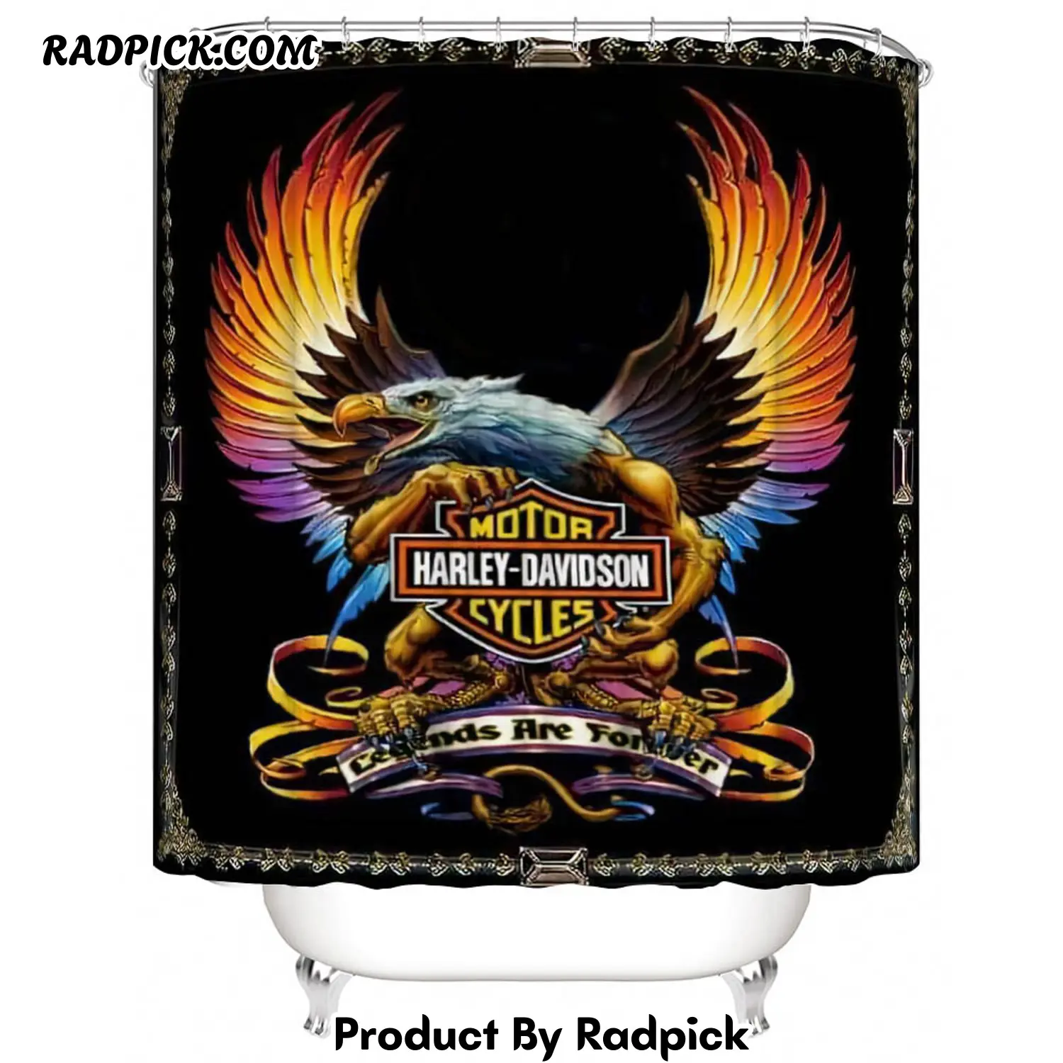 Wingspread eagle motor cycles harley davidson shower curtain rp3877